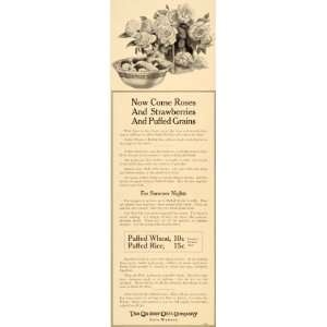  1914 Ad Puffed Wheat Rice Quaker Oats Rose Strawberry 