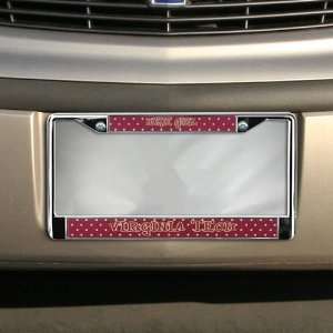   Tech Hokies Maroon Polka Dot Chrome License Plate Frame Automotive