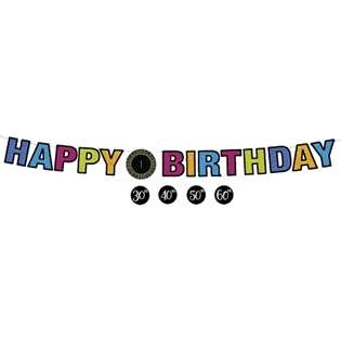 Hallmark 147394 10 ft. Glitter Letter Banner with Assorted Age 