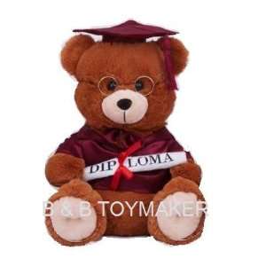  12 Brown Graduation Bear in Dark Red Cap and Gown Toys 