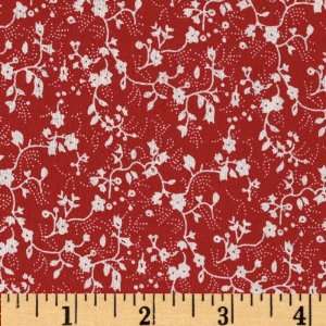  58 Wide Cottage Floral Red/White Fabric By The Yard 