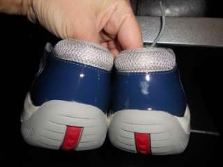 PRADA Womens Vernice Metal Patent Leather Mesh Sneakers Shoes Navy 