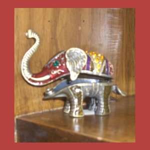 Red Elephant with Amber Stone Jewel Box