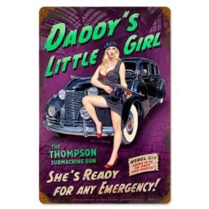 Daddys Little Girl Pinup Girls Vintage Metal Sign   Victory Vintage 