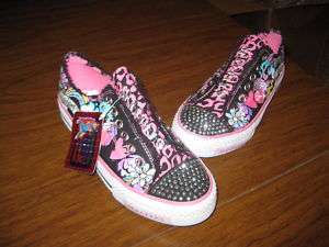 Girl Skechers TwinkleToes Pixie Dust Black Pink Shoes 4  