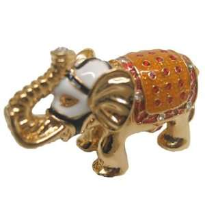  Miniature Bejeweled Enameled Elephant Trinket Box Size 1 