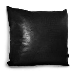  Ostrich Leather Deco Pillow, 18x18 18x18 Black 1 Piece 