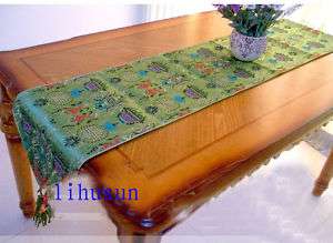 Noble Classic GREEN CHINESE SILK TABLE RUNNER CLOTH  
