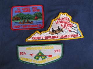 Lot 3 Vintage Boy Scout Patches Canoe Camp  