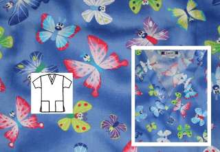 NEW Scrubs ~ Print Scrub Top ~ 3X ~ Wi   Fli Royal ~ Butterflies 