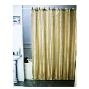  Dobby Gold Fabric Shower Curtain With 12 Hooks (72inX72in 