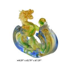 Orange Green Liuli Crystal Glass Dragon Wave Figure ss902  