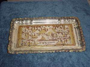 Vintage EGYPTIAN Tray BRASS SILVER GOLD COPPER BRONZE  