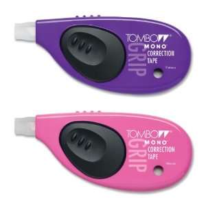 Tombow MONO Grip Top-Action Correction Tape, Black/Blue/Pink