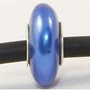  Pandora style glass pearl bead blue