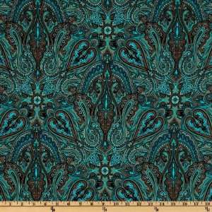  44 Wide Kashmir Paisley Aqua Fabric By The Yard Arts 