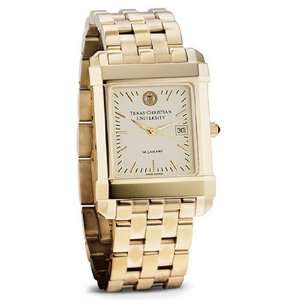 Texas Christian University Mens Swiss Watch   Gold Quad Watch with 