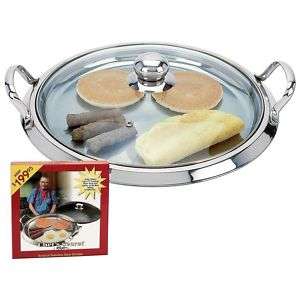 Stainless Steel Cookware Round Griddle Pan w/ Glass Lid  