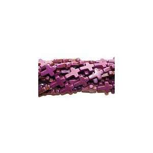   (magnesite) cross beads (12x15mm, 16 strand, dark purple) Jewelry