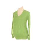 Lilo Maternity Cable V neck Sweater   Generous fit Green XXL