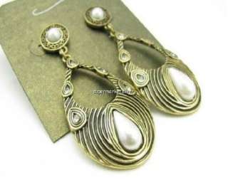 One pair Bohemia Carve Venetian pearl Blob Earrings X03  