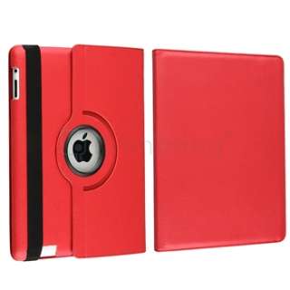   ° Rotating Magnetic Leather Case Hard Cover Swivel Stand Red  