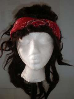 Long Wig w/ Bandana Chestnut Rocker Woman Pirate Costume  