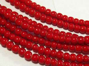 African Red WHITE HEART Trade Beads Africa 5 mm  