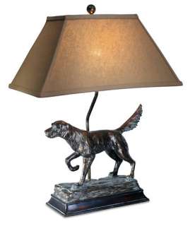 HUNTING DOG TABLE LAMPS (2) RUSTIC LODGE HUNTER LAMP 781366368293 