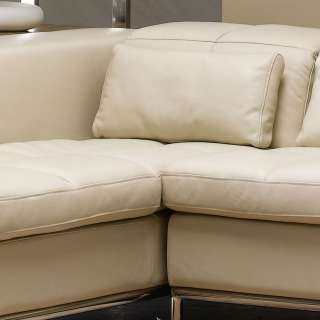 Beige Contemporary L Shaped Leather Sectional Sofa Couch w/ Adjustable 