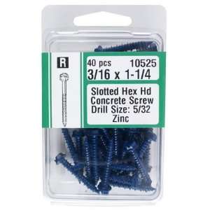  Midwest Slotted Hex Head Concrete Screw, 3/16 x 1 1/4 