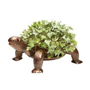  Hand Hammered Iron Wire Turtle Planter with Antique Copper 