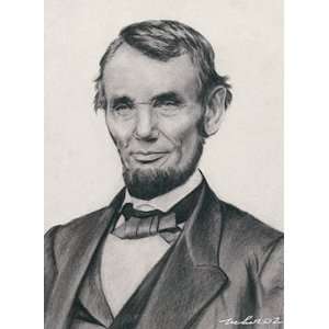 Abraham Lincoln Portrait Charcoal Drawing Matted 16 X 20