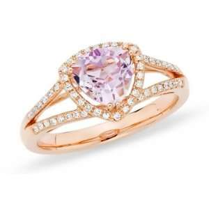   1 1/4 Carat Pink Amethyst & Diamond 14K Rose Gold Ring Jewelry