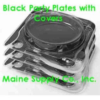 WNA Comet Plastic Cater Plates Black All In One Plate 48 Pack