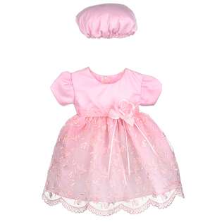 BD (3M   24M) Fancy Baby Girls Easter Dress   3 Pc Set Pink w 