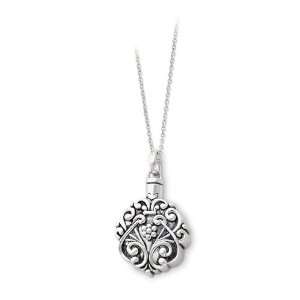  925 Silver Antiqued Circle Ash Holder Pendant Necklace 