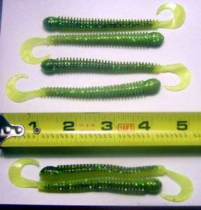 100 GOURD GREEN/CHARTREUSE 4RING WORMS Finesse Lures  