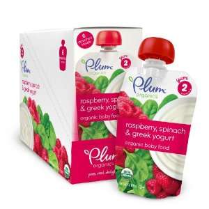 Plum Organics Second Blends, Raspberry, Spinach and Greek Yogurt, 4 