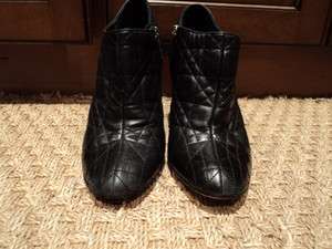Authentic CHRISTIAN DIOR black leather patterned quilted ankle boots 