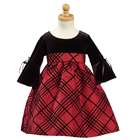 Lito Red Taffeta Black Velvet Flower Girl Christmas Dress 4T