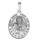 PicturesOnGold Saint Anne Medal, Solid 14k White Gold, 1/2 x 2/3 