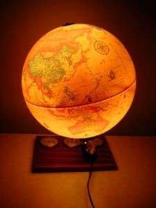 Vtg. DENMARK WORLD SCAN GLOBE LAMP/LIGHT w/ WEATHER GUAGES EXCELLENT 