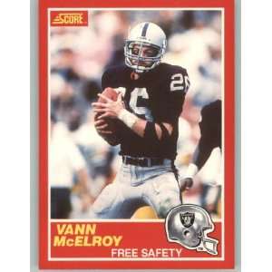  1989 Score #189 Vann McElroy   Los Angeles Raiders 