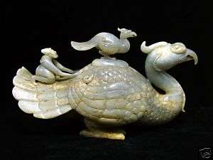 CHINESE JADE EAGLE  VESSEL WITH EAGLE LID & MONGOLS  