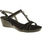   for comfort buckle closure slingback on an imitiation cork wrap wedge