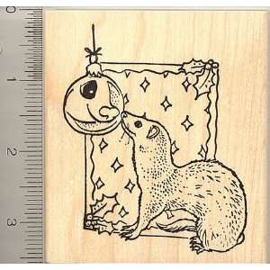    Ferret with Christmas Bulb Rubber Stamp Arts, Crafts & Sewing