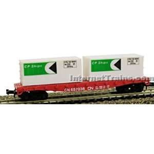  Model Power N Scale 50 Flat Car w/2 Containers   CP Ships 