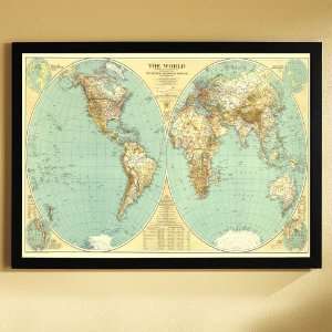 National Geographic 1935 World Map   Brown Frame