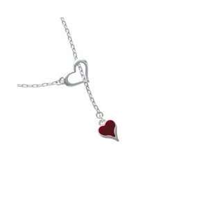  Small Long Maroon Heart Heart Lariat Charm Necklace Arts 
